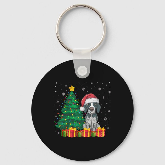 Ugly English Pointer Santa Hat Christmas Lights Do Key Ring (Front)