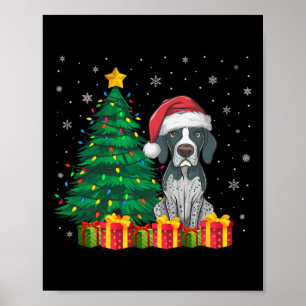 Ugly English Pointer Santa Hat Christmas Lights Do Poster