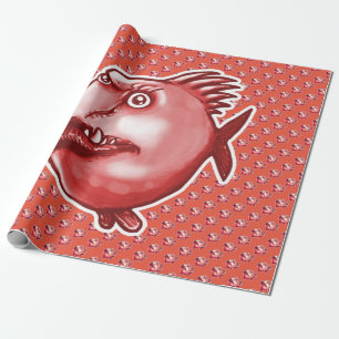 ugly face fish cartoon wrapping paper