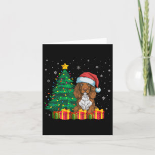 Ugly Field Spaniel Santa Hat Christmas Lights Dog  Card