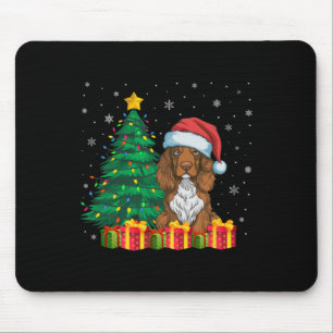 Ugly Field Spaniel Santa Hat Christmas Lights Dog Mouse Mat