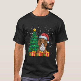 Ugly Field Spaniel Santa Hat Christmas Lights Dog T-Shirt