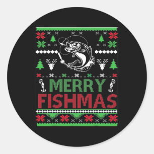 Ugly Fishing Christmas B Fish Apparel Classic Round Sticker