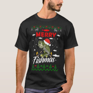 Ugly FISHING Christmas Bass Fish Apparel, Merry Fi T-Shirt