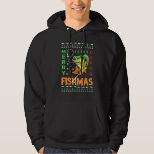 Ugly Fishing Christmas Bass Fish Merry Fishmas Hoodie