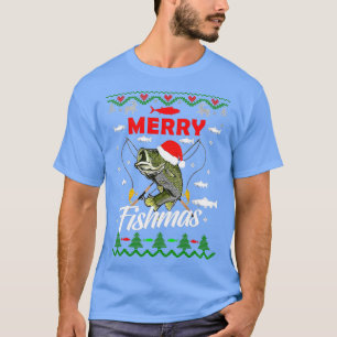 Ugly Fishing Christmas Bass Fish Merry Fishmas Paj T-Shirt