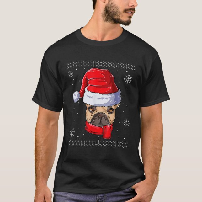 Ugly French Bulldog Santa Claus Apparel Christmas  T-Shirt (Front)