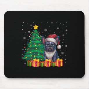 Ugly French Bulldog Santa Hat Christmas Lights Dog Mouse Mat