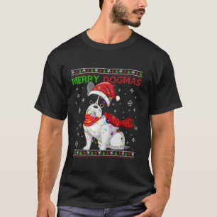 Ugly Funny Merry Dogmas French Bull Dog Santa Hat T-Shirt