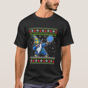 Ugly Funny Pickleball Paddle Santa Hat Dabbing Gif T-Shirt