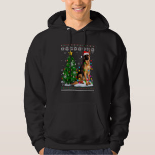 Ugly German Shepherd Dog Santa Hat Christmas Tree Hoodie