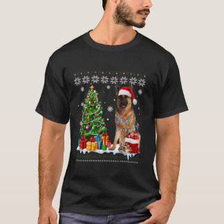 Ugly German Shepherd Dog Santa Hat Christmas Tree T-Shirt