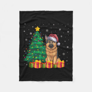 Ugly German Shepherd Santa Hat Christmas Lights Do Fleece Blanket