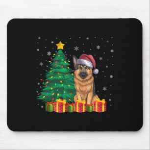 Ugly German Shepherd Santa Hat Christmas Lights Do Mouse Mat