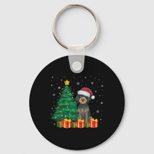Ugly German Wirehaired Pointer Santa Hat Christmas Key Ring