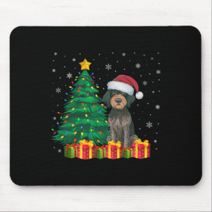 Ugly German Wirehaired Pointer Santa Hat Christmas Mouse Mat