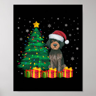 Ugly German Wirehaired Pointer Santa Hat Christmas Poster