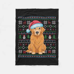 Ugly Golden Retriever Dog Lovers Xmas Sweater Sant Fleece Blanket