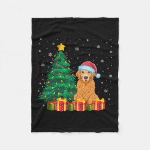 Ugly Golden Retriever Santa Hat Christmas Lights D Fleece Blanket