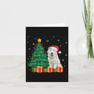 Ugly Great Pyrenees Santa Hat Christmas Lights Dog Card