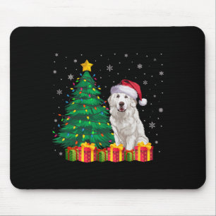 Ugly Great Pyrenees Santa Hat Christmas Lights Dog Mouse Mat