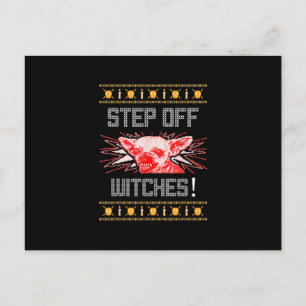 Ugly Halloween Sweater Chihuahua Step Off Witches Announcement Postcard