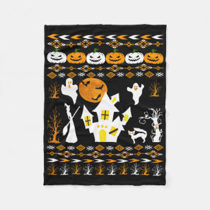 Ugly Halloween Veterinarian Animals Cats Owl Merry Fleece Blanket