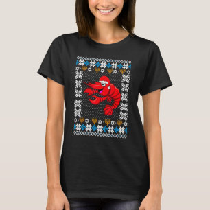 UGLY Hanukkah Christmas Pajama Shrimp Santa Hat T-Shirt