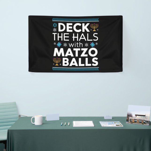 Ugly Hanukkah Deck Hall With Matzo Ball Chanukah  Banner (Tradeshow)