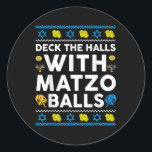 Ugly Hanukkah Deck Hall With Matzo Ball Chanukah J Classic Round Sticker<br><div class="desc">Ugly Hanukkah Deck Hall With Matzo Ball Chanukah Jewish Gift</div>