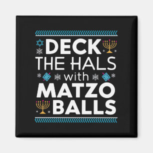 Ugly Hanukkah Deck Hall With Matzo Ball Chanukah  Magnet