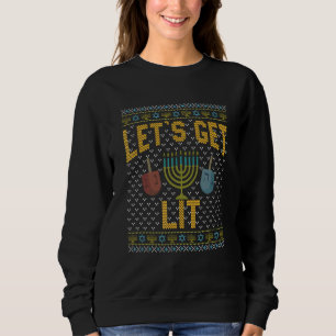 Ugly Hanukkah Sweater Let's Get Lit Drinking