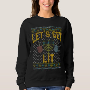 Ugly Hanukkah Sweater Let's Get Lit Drinking 1