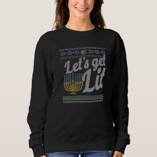 Ugly Hanukkah Sweater Lets Get Lit Menorah
