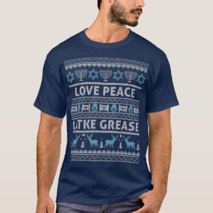 Ugly Hanukkah Sweater Love Peace Latke Grease Chan
