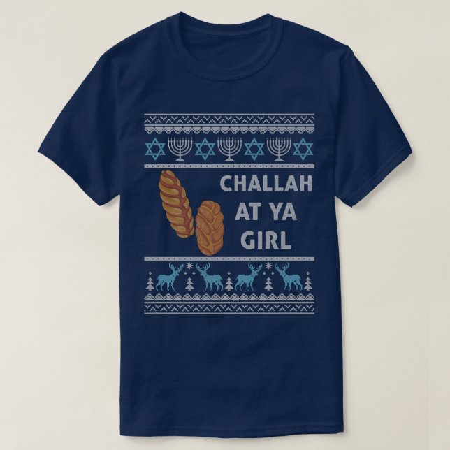 Ugly Hanukkah Sweater Menorah Challah At Ya Girl C (Design Front)