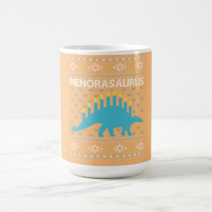 Ugly Hanukkah Sweater, Menorasaurus, Jewish Dinosa Coffee Mug