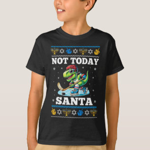 Ugly Hanukkah Sweater Not Today Santa Dinosaur Hoc