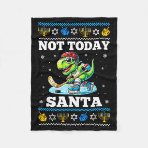 Ugly Hanukkah Sweater Not Today Santa Dinosaur Hoc Fleece Blanket