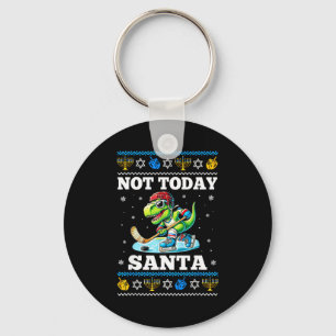 Ugly Hanukkah Sweater Not Today Santa Dinosaur Hoc Key Ring