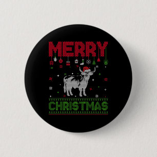 Ugly Holiday Christmas Fun Highland Cow Graphic  6 Cm Round Badge