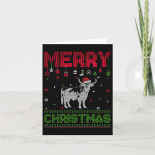 Ugly Holiday Christmas Fun Highland Cow Graphic  Card