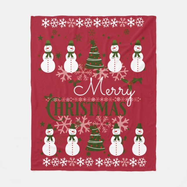 Ugly Holiday Sweater Merry Christmas Fleece Blanket (Front)