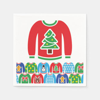 Ugly Holiday Sweater Party Xmas Christmas Tre Napk Napkin