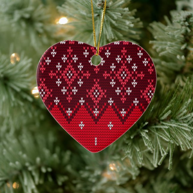 Ugly Holidays Sweater Folk Pattern Ceramic Tree Decoration (Tree)