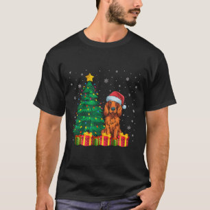 Ugly Irish Setter Santa Hat Christmas Lights Dog L T-Shirt