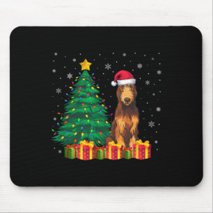 Ugly Irish Wolfhound Santa Hat Christmas Lights Do Mouse Mat