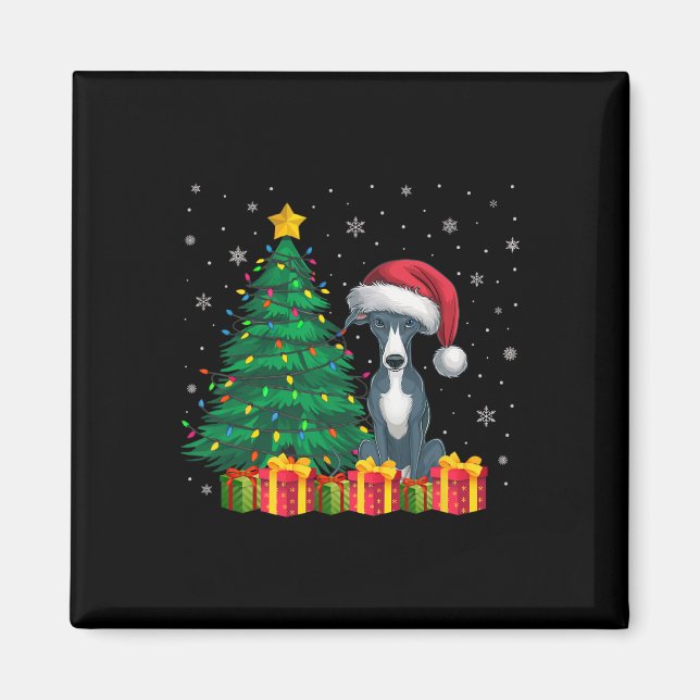 Ugly Italian Greyhound Santa Hat Christmas Lights  Magnet (Front)