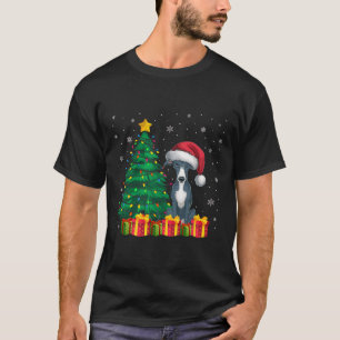 Ugly Italian Greyhound Santa Hat Christmas Lights  T-Shirt