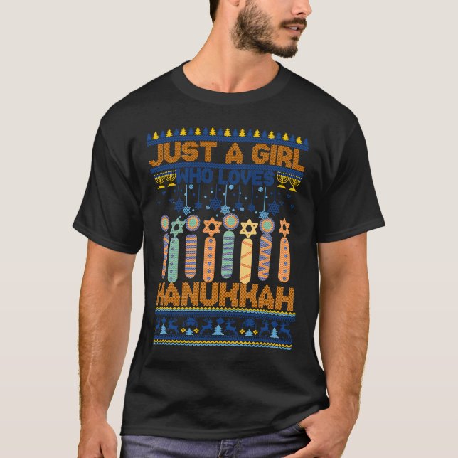 Ugly Just Girl Loves Hanukkah Jewish Chanukah Todd T-Shirt (Front)